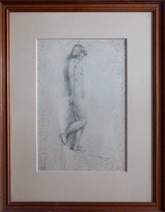Desnudo, vista de perfil de cuerpo entero, pie derecho levantado de William Strang